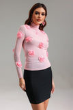 Dizzt Flowers Mesh Top - Pink