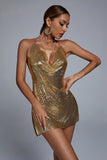 Naku Diamante Mini Dress - Gold