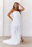 All The Attention Tulle Maxi Dress Off White