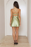 All The Gorg Girls Satin Mini Dress Green