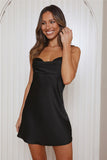 All In Love Satin Mini Dress Black