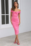 With A Twist Midi Dress Pink