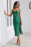 Wishful Thinking Satin Midi Dress Green