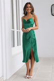 Wishful Thinking Satin Midi Dress Green