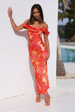 Blooming Version Satin Maxi Dress Orange