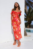 Blooming Version Satin Maxi Dress Orange