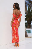 Blooming Version Satin Maxi Dress Orange