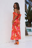 Blooming Version Satin Maxi Dress Orange