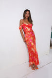 Blooming Version Satin Maxi Dress Orange