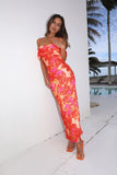 Blooming Version Satin Maxi Dress Orange