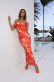 Blooming Version Satin Maxi Dress Orange