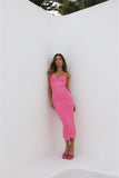 Bestie Loves Mesh Midi Dress Pink