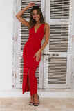 Babe In Town Midi Dress Red