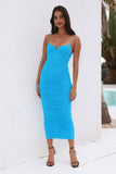 Bestie Loves Mesh Midi Dress Blue