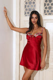 Blooming Confidence Satin Mini Dress Red