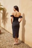 Allure At Dusk Off Shoulder Midi Dress Black