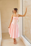 Adelaide Strapless Bubble Midi Dress Pink