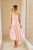 Adelaide Strapless Bubble Midi Dress Pink