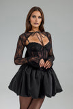 Ikira Long Sleeves Strapless Lace Mini Dress