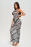 Tearnie Zebra Printed Mesh Beach Cover