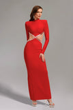 Miyasa Cut Out Padded Shoulder Bandage Maxi Dress