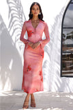 Channeling You Mesh Long Sleeve Maxi Dress Pink