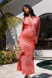 Channeling You Mesh Long Sleeve Maxi Dress Pink