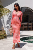 Channeling You Mesh Long Sleeve Maxi Dress Pink