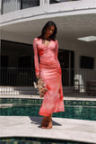 Channeling You Mesh Long Sleeve Maxi Dress Pink