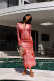 Channeling You Mesh Long Sleeve Maxi Dress Pink