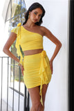 City Club Mesh Mini Skirt Yellow