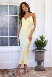 Always Love Yourself Satin Midi Dress Yellow