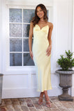 Always Love Yourself Satin Midi Dress Yellow