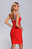 Hanny Crystal Cocktail Dress - Red