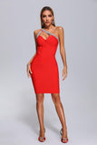 Hanny Crystal Cocktail Dress - Red - Bellabarnett