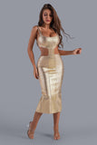 Kit Metallic Midi Bandage Dress - Gold - Bellabarnett