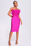 simplemente.yaz - Parry Feather Strapless Midi Bandage Dress