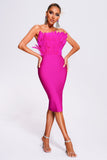 simplemente.yaz - Parry Feather Strapless Midi Bandage Dress