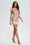 Oga Halter Sequin Feather Mini Dress