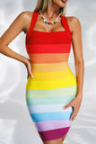 Paco Rainbow Mini Bandage Dress