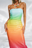 Sue Strapless Sequin Midi Dress