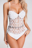 Viha Lace Crochet Swimsuit - White