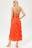 Ruffle Hem Cami Maxi Dress Orange