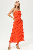 Ruffle Hem Cami Maxi Dress Orange