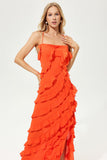 Ruffle Hem Cami Maxi Dress Orange