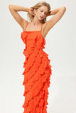 Ruffle Hem Cami Maxi Dress Orange