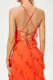 Ruffle Hem Cami Maxi Dress Orange