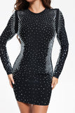 Blanche Diamante Long Sleeve Mini Bandage Dress