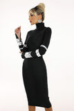 Phoebe Diamante Long Sleeve Bandage Dress