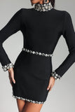 Margaret Diamante Long Sleeve Bandage Dress